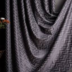 Gray Chevron Curtains Modern Geometric Zigzag Window Drapes - thumbnail 4