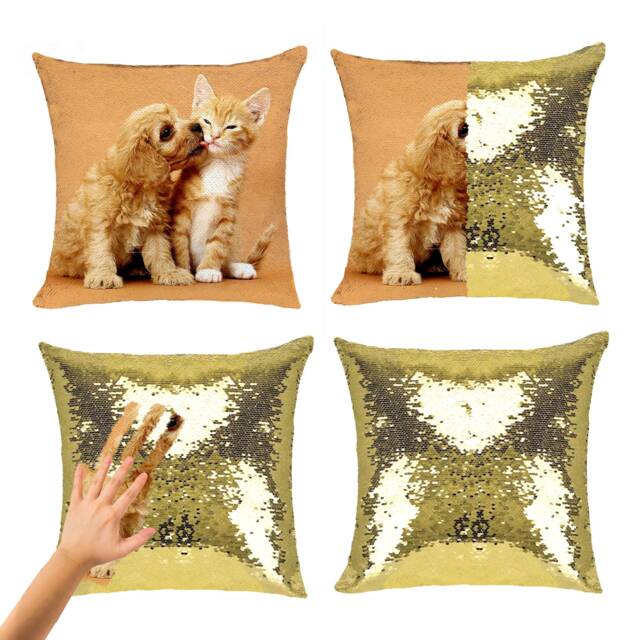 Custom Sequin Photo Pillow - Personalized Magic Cushion Cover Birthday Christmas Gift Friends Family - image 1