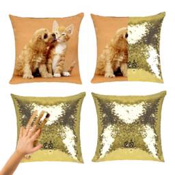 Custom Sequin Photo Pillow - Personalized Magic Cushion Cover Birthday Christmas Gift Friends Family - thumbnail 1