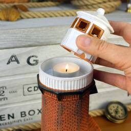 The Uostadvario Handmade Ceramic Lighthouse Candle Holder. Unique Home Decorating, Marine Souvenir & Christmas Gifts. Handmade in Suvena - thumbnail 3