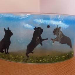 Glass Fused French Bulldog Tea Light Shade - Unique Home Decor - thumbnail 3