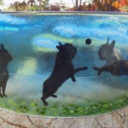 Glass Fused French Bulldog Tea Light Shade - Unique Home Decor - thumbnail 2