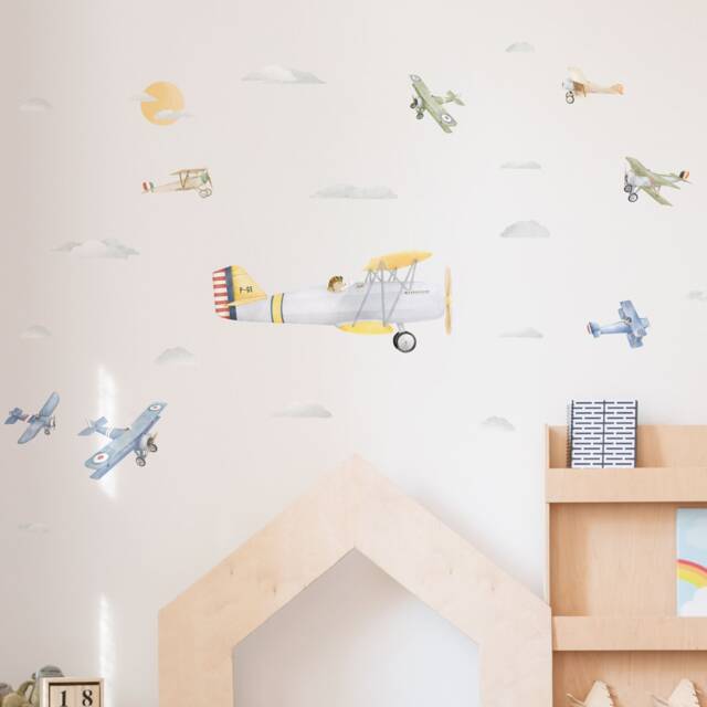 Dog Pilot Airplane Wall Decals, Plastic-Free Stickers - image 1