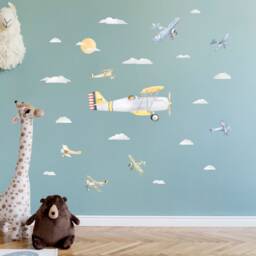 Dog Pilot Airplane Wall Decals, Plastic-Free Stickers - thumbnail 3