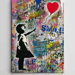 Graffiti Balloon Girl Canvas Art Wall Print Picture Banksy Style Home Decor -C856 - thumbnail 2