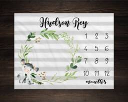 Cow Milestone Blanket Monthly Growth Tracker Soft Fleece Baby Shower Gift Newborn Watch Me Grow Boy Farm - thumbnail 1