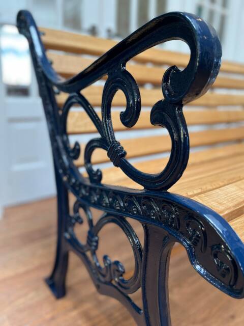 Cast Iron Garden Bench Furniture Midnight Blue - image 1