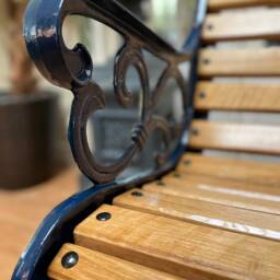 Cast Iron Garden Bench Furniture Midnight Blue - thumbnail 4