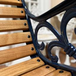 Cast Iron Garden Bench Furniture Midnight Blue - thumbnail 3