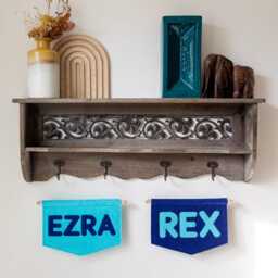 Custom Colourful Name Banner. Personalised Felt Nursery Flag. Bold Kids Room Wall Hanging - thumbnail 2