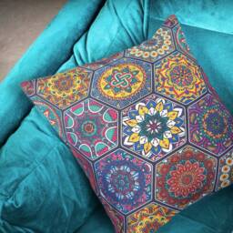 "Moroccan Print Cushion Covers - Bold Ethnic Decor 16"" - 20" - thumbnail 2