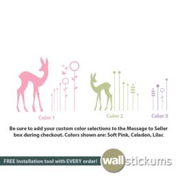 Deer & Flowers Nursery Wall Decal - Removable Vinyl Art Sticker - thumbnail 3