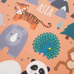 Kids World Map Wall Decal, Nursery Animals, Educational Sticker - thumbnail 2