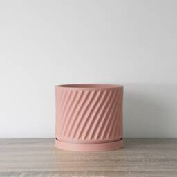 "Penelope Planter With Drainage & Saucer in Country Pink, Unique 3D-Printed Plant Pot, Small To Large Sizes 4"" 5"" 6"" 7"" 8" - thumbnail 2