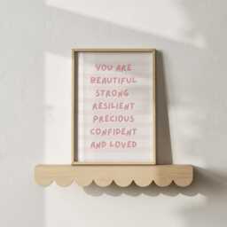 Positive Affirmation Poster, You Are So Loved Print, Amazing, Pastel Pink Monochrome Art, Self Love, Care Bedroom Print - thumbnail 2