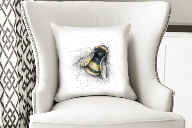 Bumble Bee Cushion, Pillow, Soft Furnishings, Home Decor, Art For The - image 1