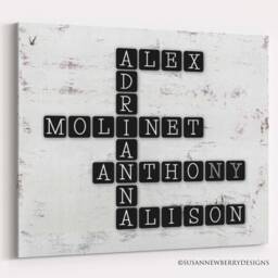 Personalized Family Scrabble Wall Art - Typography Print Or Canvas Custom Word Anniversary Gift Names - thumbnail 3