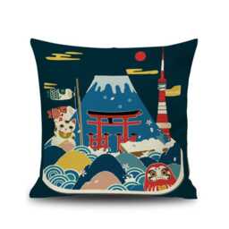Japanese Decorative Pillows, Chinoiserie Cushion Covers, Throw Gifts, 18x18 Pillow Covers - thumbnail 4