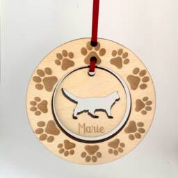 Personalised Norwegian Forest Cat Wood Hanging Decoration, Christmas Tree Ornament, Xmas Gift, Custom Bauble Remembrance in Memoriam - thumbnail 3