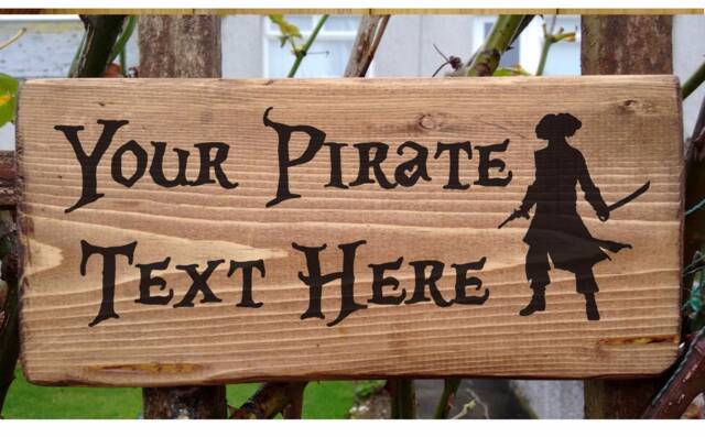 Personalised Halloween Pirate Sign, Skull & Crossbones Plaque Wall Wooden Decor, Gift - image 1