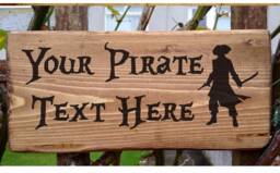 Personalised Halloween Pirate Sign, Skull & Crossbones Plaque Wall Wooden Decor, Gift - thumbnail 1