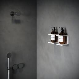 Wall Mounted Shampoo Holder With A Brown Plastic Bottle Stainless Steel Bathroom Organizer - Rustproof - thumbnail 3