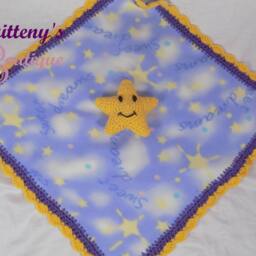 Baby Lovey Crochet Plush Night Star Fleece Security Blanket Snuggle Shower Gift - thumbnail 2