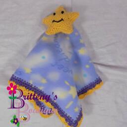 Baby Lovey Crochet Plush Night Star Fleece Security Blanket Snuggle Shower Gift - thumbnail 3