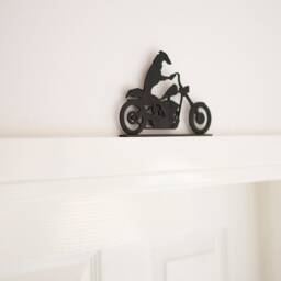 Borzoi On Motorbike Ornament Matte Black Acrylic Dog Silhouette - thumbnail 3