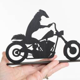 Borzoi On Motorbike Ornament Matte Black Acrylic Dog Silhouette - thumbnail 2
