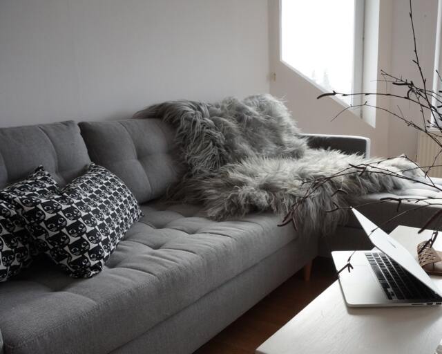 "Xxl Grey Sheepskin Rug Genuine Leather Throw, Comfy Home Decor - 52"" X 52" - image 1