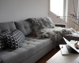 "Xxl Grey Sheepskin Rug Genuine Leather Throw, Comfy Home Decor - 52"" X 52" - thumbnail 1