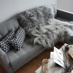 "Xxl Grey Sheepskin Rug Genuine Leather Throw, Comfy Home Decor - 52"" X 52" - thumbnail 4