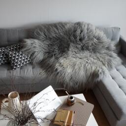 "Xxl Grey Sheepskin Rug Genuine Leather Throw, Comfy Home Decor - 52"" X 52" - thumbnail 3