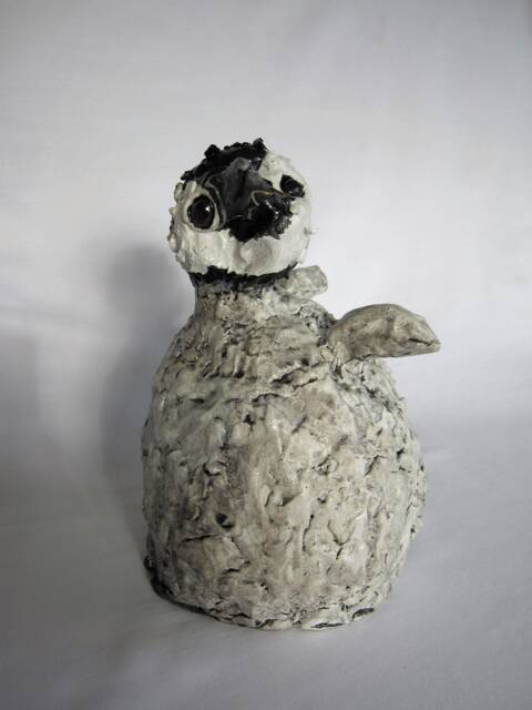Ceramic Baby Penguin Sculpture, Stoneware Clay, House Or Garden - image 1