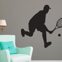 Male Tennis Player Silhouette Sports - Wall Decal Custom Vinyl Art Stickers - thumbnail 2