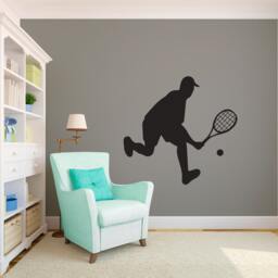 Male Tennis Player Silhouette Sports - Wall Decal Custom Vinyl Art Stickers - thumbnail 1