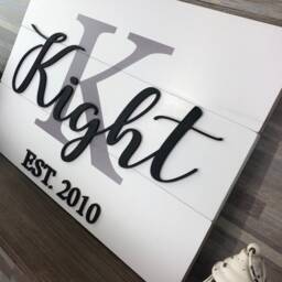 Personalized Last Name Wood Sign, Wedding Gift For Couple, Established Family - thumbnail 2