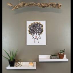 Black Woman Self Love Art - Melanin Acrylic Painting-Big Natural Hair-Bedroom Art-African American-Gift For Her - thumbnail 3