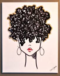 Black Woman Self Love Art - Melanin Acrylic Painting-Big Natural Hair-Bedroom Art-African American-Gift For Her - thumbnail 1