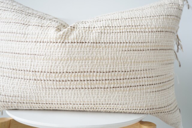 "Brown Tribal Hemp Hand Woven Natural Dye Color Pillow Cover 16"" X 26" - image 1