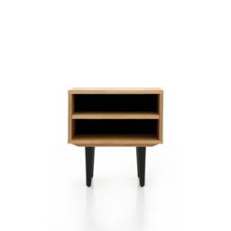 Nightstand With Open Shelf in Mid-Century Modern Style Made Of Oak Vaneer, Bedside Table Livlo D-P06 - thumbnail 3