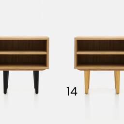 Nightstand With Open Shelf in Mid-Century Modern Style Made Of Oak Vaneer, Bedside Table Livlo D-P06 - thumbnail 2