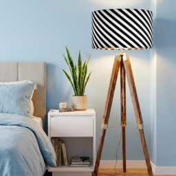 Handmade By Order Black White Diagonal Strips Lining Print On Velvet Drum Lamp Shade Pendant Light All Shapes & Sizes Available - thumbnail 2
