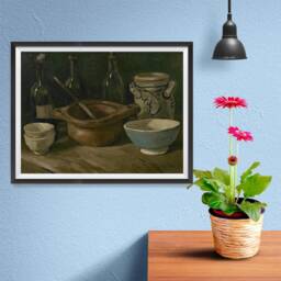Vincent Van Gogh Art Reproduction Posters - Poster Printing Wall Print For Home Office Decor Still Life With Earthenware & Bottles - thumbnail 3