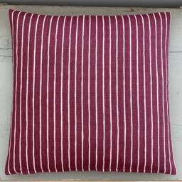 Handmade Burgundy Stripe Pillow Cover Iliv Linen Cushion Sham - thumbnail 2