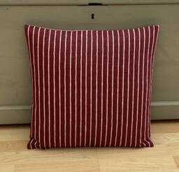 Handmade Burgundy Stripe Pillow Cover Iliv Linen Cushion Sham - thumbnail 1