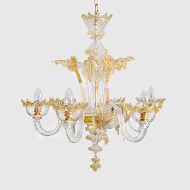 24 Karat Gold Murano Glass Chandelier - Venetian Style - image 1