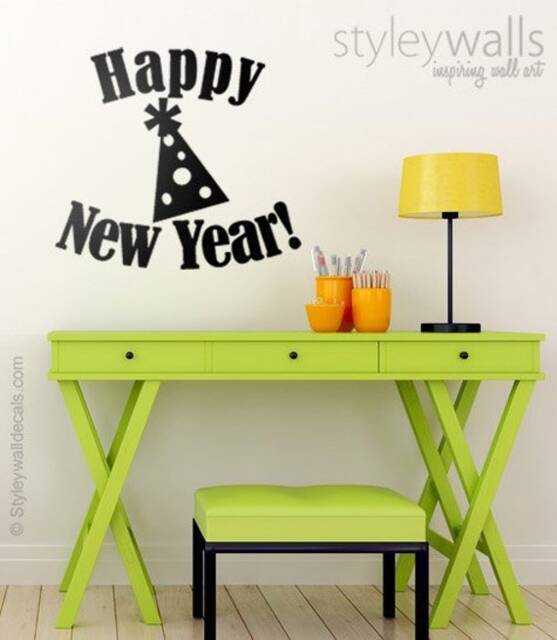 Happy New Year Wall Decal, Christmas Decor Sticker, Office Home For Christmas, Holidays Decal - image 1