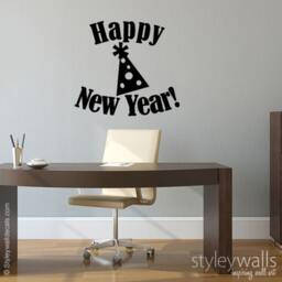 Happy New Year Wall Decal, Christmas Decor Sticker, Office Home For Christmas, Holidays Decal - thumbnail 2